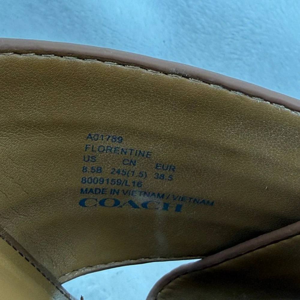 Coach Red Snakeskin Striped Espadrille Wedge Platform Sandals Slides 8.5‎ READ